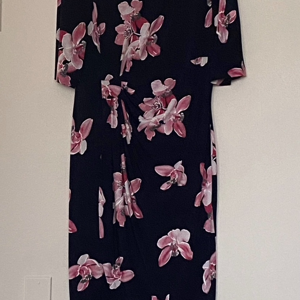 Connected Apparel Pink Sheath Dress 3/4 Sleeve Crew Neck